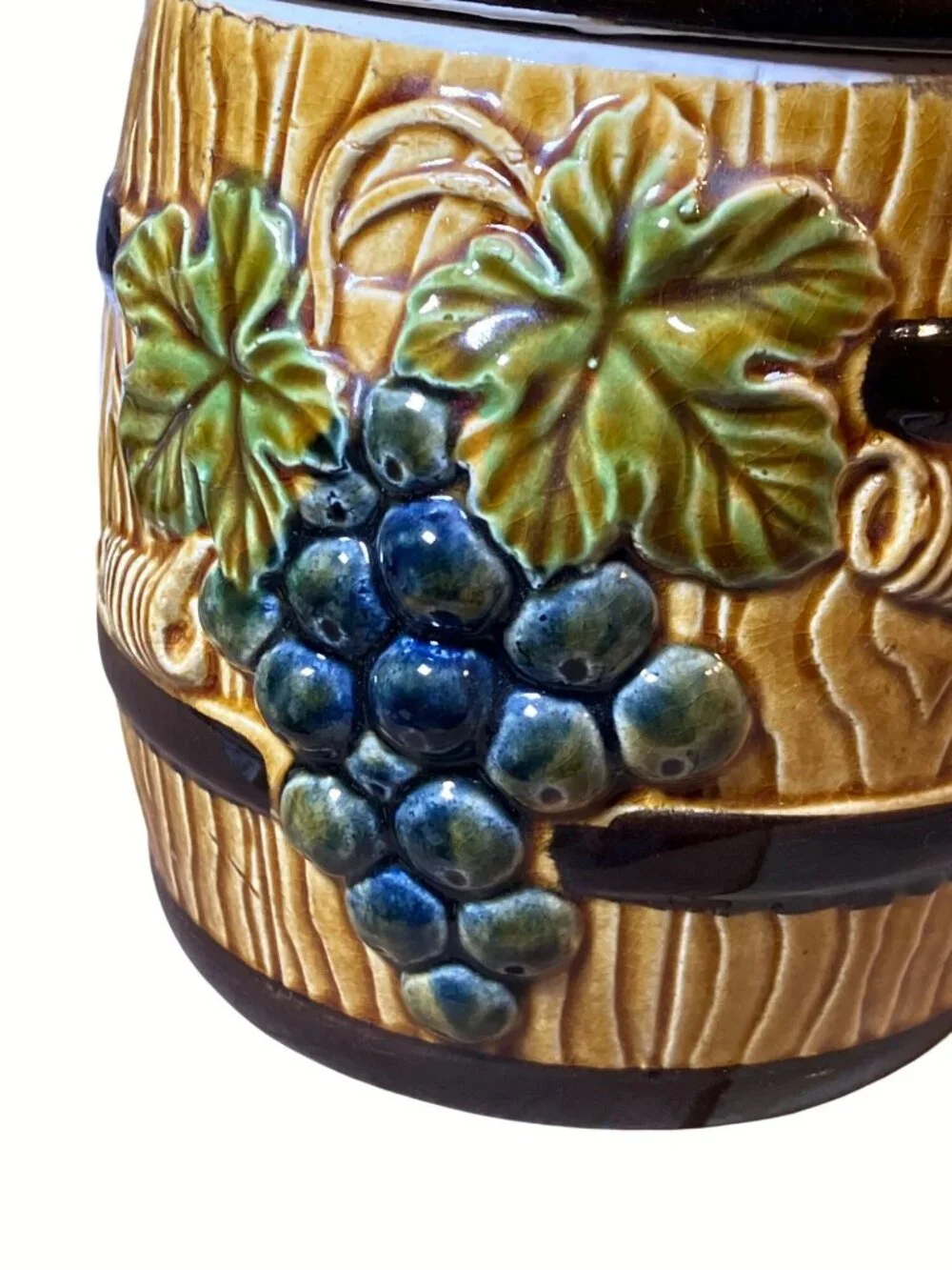 Lidded Barrel Style Snack Jar  Treat Jar Cookie Jar Grape Pattern Japan